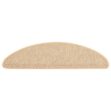 Covorașe scări autoadezive 15 buc. bej deschis 65x21x4cm sisal - Img 3
