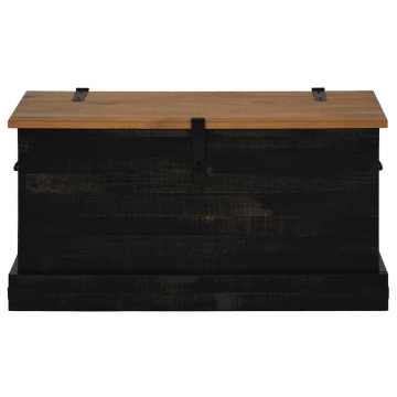 Cufă de depozitare HALDEN Negru 91x48x47 cm Lemn masiv de pin - Img 3