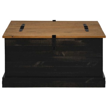 Cufă de depozitare HALDEN Negru 91x91x47 cm Lemn masiv de pin - Img 3