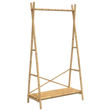 Cuier pentru haine cu raft, 102x50x190 cm, bambus - Img 2