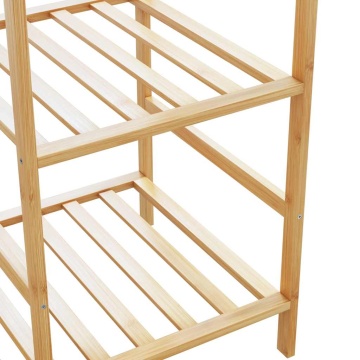 Cuier pentru haine cu rafturi, 100x50x184,5 cm, bambus - Img 6