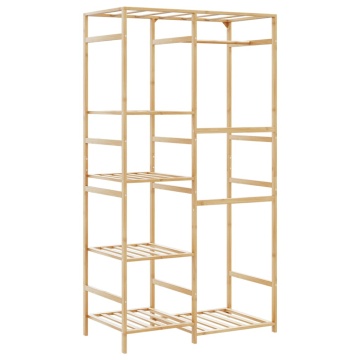 Cuier pentru haine cu rafturi, 100x50x184,5 cm, bambus - Img 8