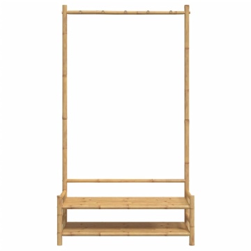 Cuier pentru haine cu rafturi, 103x40x183 cm, bambus - Img 8