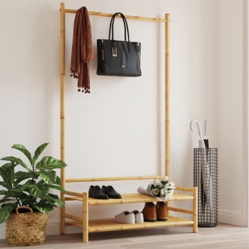 Cuier pentru haine cu rafturi, 103x40x183 cm, bambus - Img 1