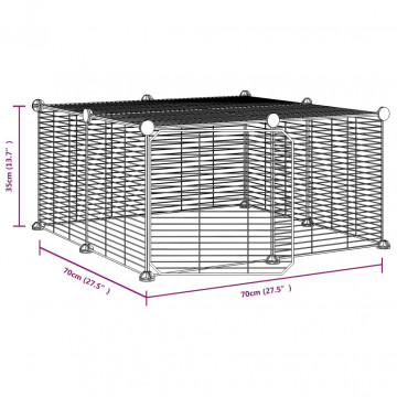 Cușcă animale de companie cu ușă 12 panouri negru 35x35 cm oțel - Img 4