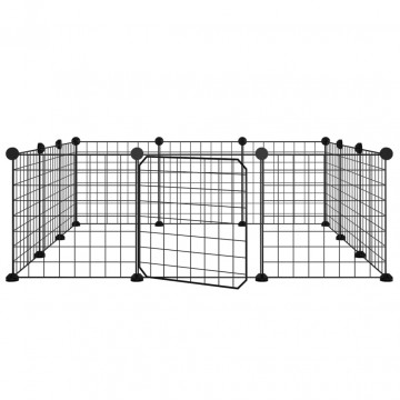 Cușcă animale de companie cu ușă 12 panouri negru 35x35 cm oțel - Img 2