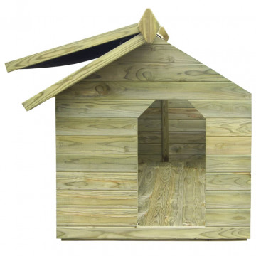 Cușcă câine de grădină, acoperiș detașabil, lemn pin tratat - Img 4