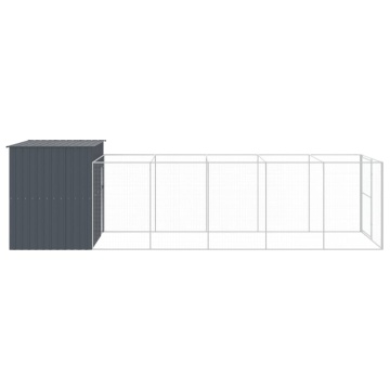 Cușcă de câine cu țarc antracit 214x661x181 cm oțel galvanizat - Img 4