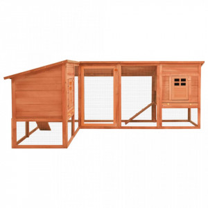 Cușcă de iepuri exterior, spațiu de joacă, maro, lemn de brad - Img 4