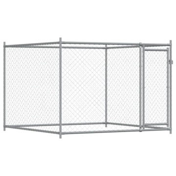 Cușcă pentru câini cu ușă, gri, 10x2x1,5 m, oțel galvanizat - Img 6