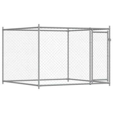 Cușcă pentru câini cu ușă, gri, 4x2x1,5 m, oțel galvanizat - Img 6