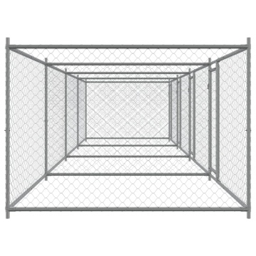 Cușcă pentru câini cu uși, gri, 8x2x1,5 m, oțel galvanizat - Img 8
