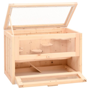 Cușcă pentru hamsteri, 60x35,5x42 cm, lemn masiv de brad - Img 3