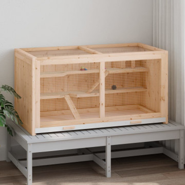 Cușcă pentru hamsteri, 89,5x45x45 cm, lemn masiv de brad - Img 2