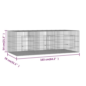 Cușcă pentru iepuri, 3 panouri, 163x79x54 cm, fier galvanizat - Img 6