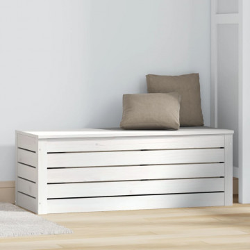 Cutie de depozitare, alb, 89x36,5x33 cm, lemn masiv de pin - Img 3