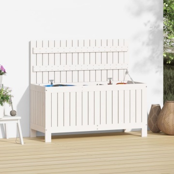 Cutie de depozitare grădină, alb, 108x42,5x54 cm lemn masiv pin - Img 1