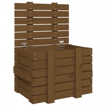 Cutie de depozitare, maro miere, 58x40,5x42 cm lemn masiv pin - Img 2