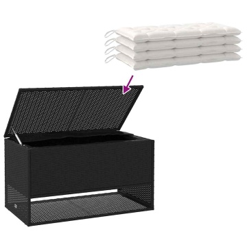 Cutie de perne de exterior Negru 100x55x55,5 cm Poly Rattan - Img 6