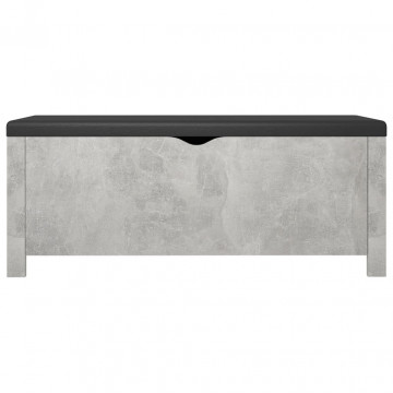 Cutie depozitare pernă gri beton, 105x40x45 cm, lemn prelucrat - Img 7