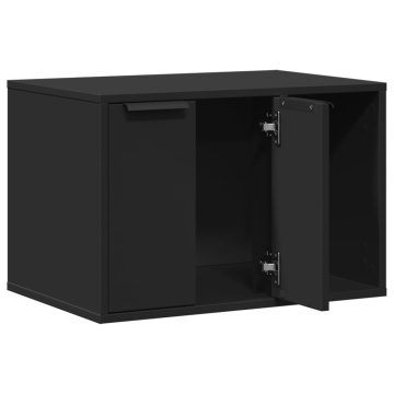 Cutie litieră pisici negru 60x40x40 cm lemn prelucrat - Img 4