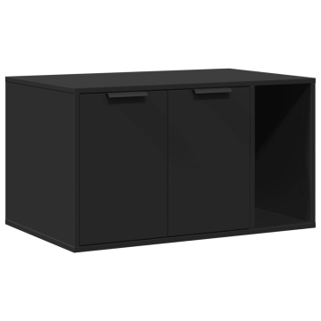 Cutie litieră pisici negru 80x50x45 cm lemn prelucrat - Img 2