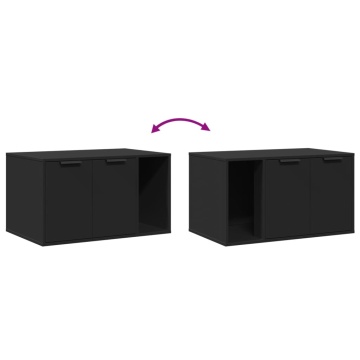 Cutie litieră pisici negru 80x50x45 cm lemn prelucrat - Img 7