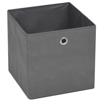 Cutii de depozitare, 10 buc, material nețesut, 32x32x32 cm, Gri - Img 3