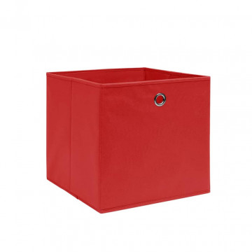 Cutii depozitare, 4 buc., roșu, 28x28x28 cm, textil nețesut - Img 2