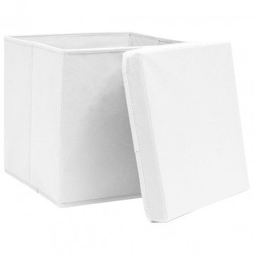 Cutii depozitare cu capace, 4 buc., alb, 28x28x28 cm - Img 3