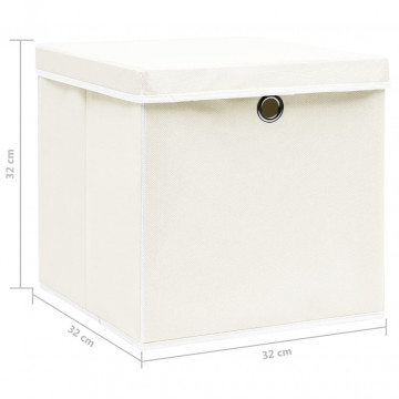 Cutii depozitare cu capace 4 buc. alb, 32x32x32 cm, textil - Img 5