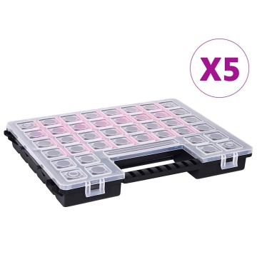 Cutii sortare 5 buc separatoare reglabile 385x283x50 mm plastic - Img 1
