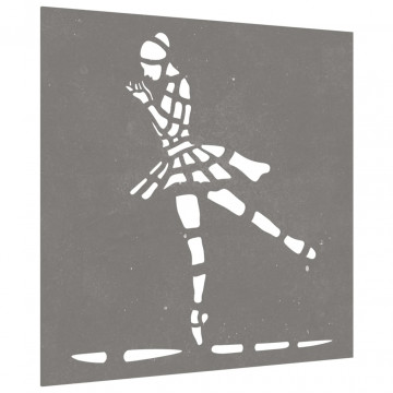 Decor perete de grădină 55x55 cm design balerină oțel Corten - Img 3