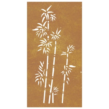 Decorație perete de grădină 105x55 cm design bambus oțel Corten - Img 4