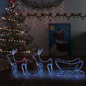 Decorațiune de Crăciun cu reni și sanie, 576 LED-uri, exterior - Img 1