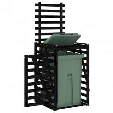 Depozitare coș de gunoi negru 84x90x128,5 cm lemn masiv de pin - Img 4