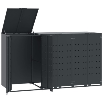 Depozitare coș gunoi roți 3 coșuri antracit 207x79x117 cm oțel - Img 2