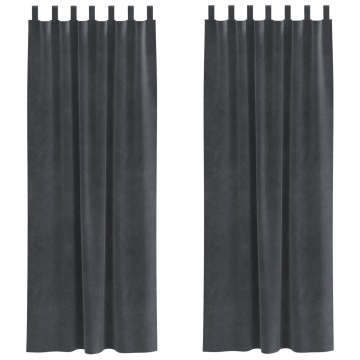 Draperii blackout cu bucle de agățare, 2 buc, catifea gri deschis - Img 2