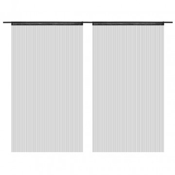 Draperii cu franjuri, 2 buc., 140 x 250 cm, negru - Img 1