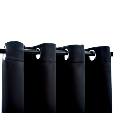Draperii opace cu inele metalice, 2 buc., negru, 140 x 225 cm - Img 4
