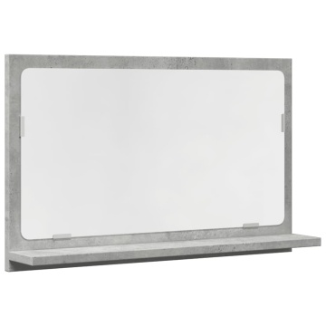Dulap baie cu oglindă, gri beton, 60x11x37 cm, lemn prelucrat - Img 2