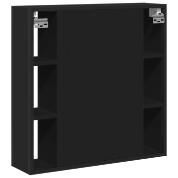Dulap baie cu oglindă negru 60x16x60 cm lemn compozit - Img 7