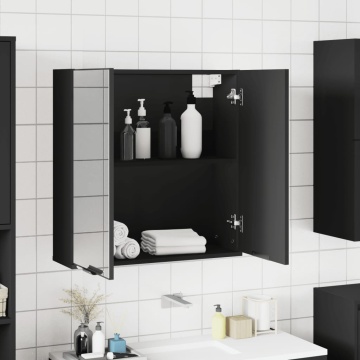 Dulap baie cu oglindă negru 64x20x67 cm lemn compozit - Img 4