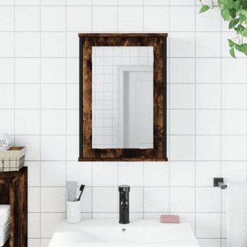 Dulap baie cu oglindă stejar fumuriu 42x12x60 cm lemn compozit - Img 3