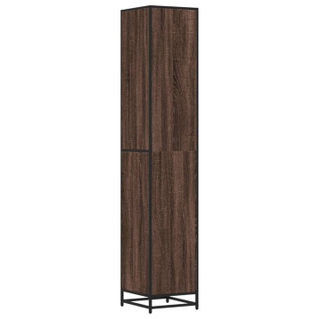 Dulap baie, stejar maro, 35x37,5x188,5 cm, lemn prelucrat/metal - Img 6