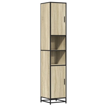 Dulap baie stejar sonoma 35x37,5x188,5 cm lemn prelucrat/metal - Img 2
