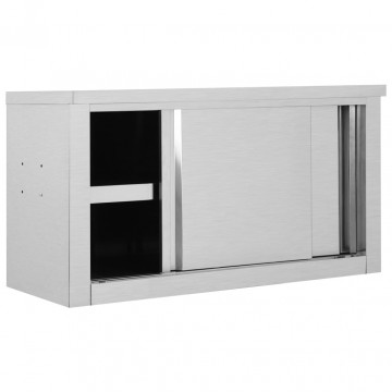 Dulap bucătărie cu uși glisante, 90x40x50 cm, oțel inoxidabil - Img 2