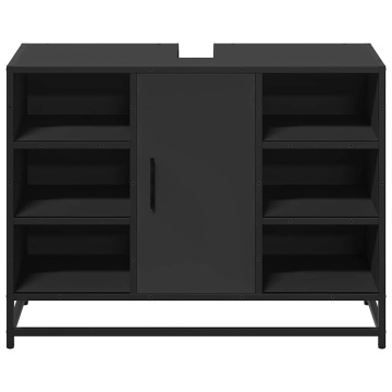 Dulap chiuveta de baie, negru, 80x33x60 cm, lemn compozit - Img 8