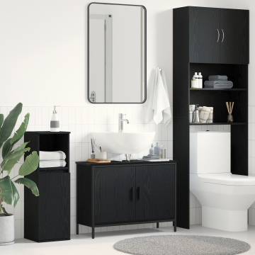 Dulap chiuvetă de baie, stejar negru 80x30x60 cm lemn prelucrat - Img 1