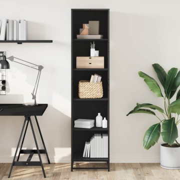 Dulap cu cărți negru 40x35x170,5 cm lemn prelucrat - Img 3